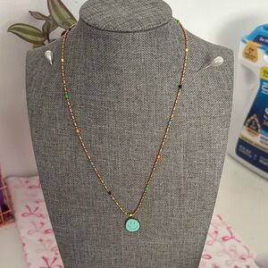 Colorful Beaded Necklace with Smiley Pendant